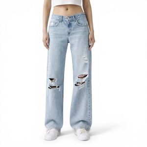 Levi’s Premium Low Loose Distressed Jeans Women’s 31 Straight Leg Casual Denim